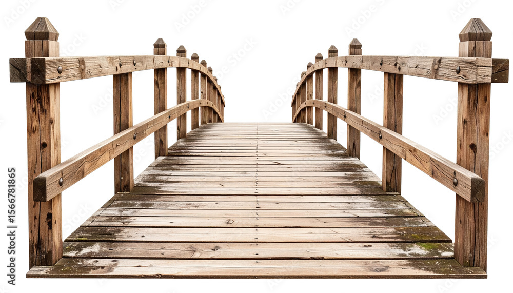 Fototapeta premium Wooden bridge with rustic texture and natural weathered look in outdoor setting