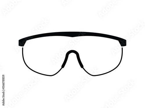 A minimalist black and white illustration of protective eyewear against a white background