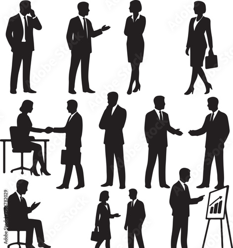 Business professionals in various interactions people