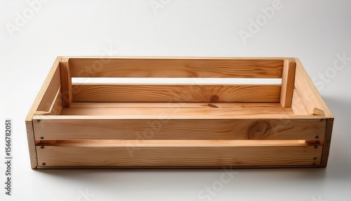 Wallpaper Mural a simple unfinished wooden crate rectangular and empty sits on a white surface Torontodigital.ca