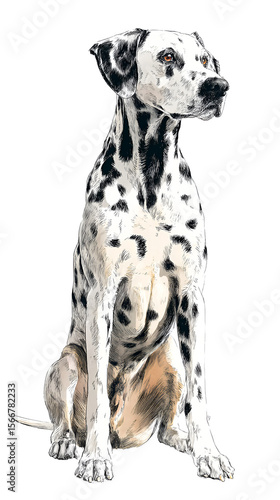 Wallpaper Mural Dalmatian dog sitting with white background black spots Torontodigital.ca