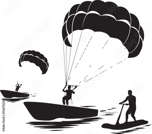 Skydiver in Freefall Silhouette

Parachuting Adventure Vector Art

Extreme Skydiving Action Illustration

High Altitude Parachute Jump Silhouette

Adrenaline Rush Skydiver Design