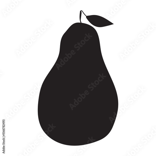 Black silhouette of pears. Vector fruit on isolated background.