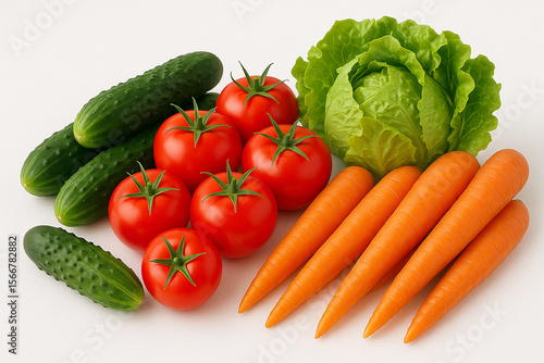 Fresh Bounty: A vibrant assortment of organic garden-fresh produce, beautifully arranged to evoke feelings of health and vitality. A celebration of nature's goodness and culinary possibilities.