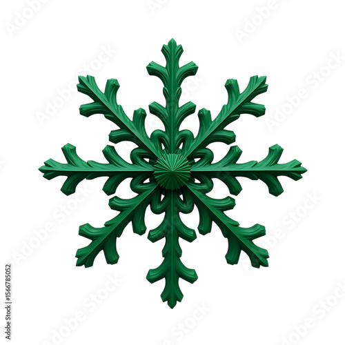 Wallpaper Mural Intricate green snowflake ornament with detailed floral patterns isolated on transparent background Torontodigital.ca