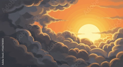 Sunset through clouds