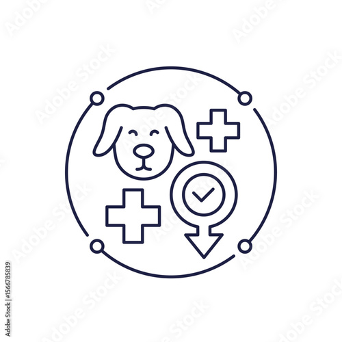 Dog neutering icon in line design