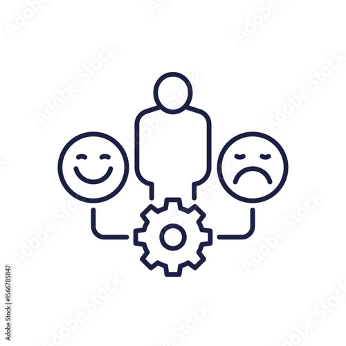 Emotional development line icon on white