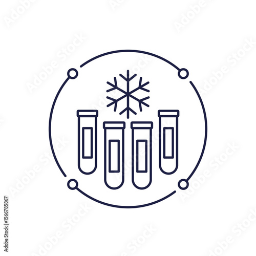 frozen lab samples icon with test tubes in line design