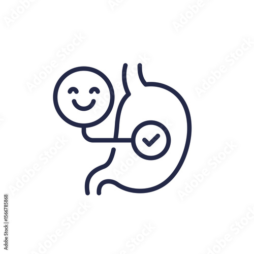 good digestion line icon with stomach