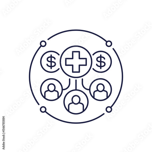Healthcare costs icon, medical expenses line design