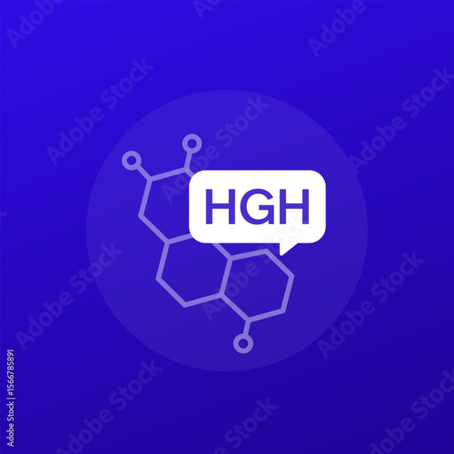 HGH icon, Human growth hormone molecule, transparent design