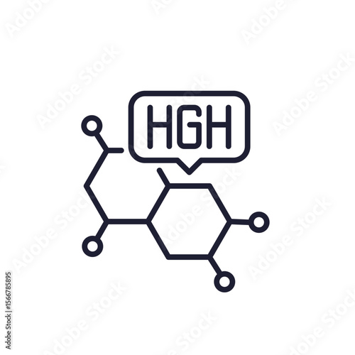 HGH icon, Human growth hormone, line design on white