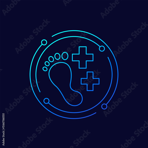 podology icon, medical foot care, linear design