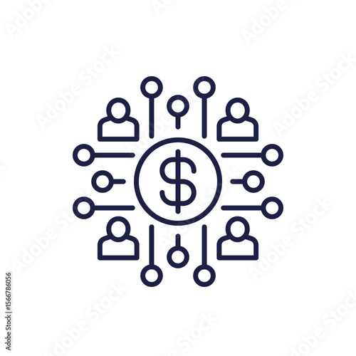 payments, money and people line icon