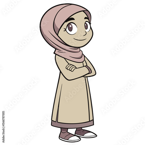Smiling girl in hijab and traditional dress
