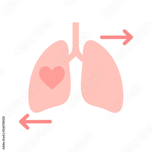 Human Lungs and Heart Respiratory System Flat Design Vector Illustration - Medical Health Graphic