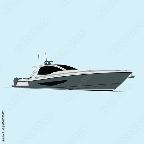 Vector Boat Line Art Illustration