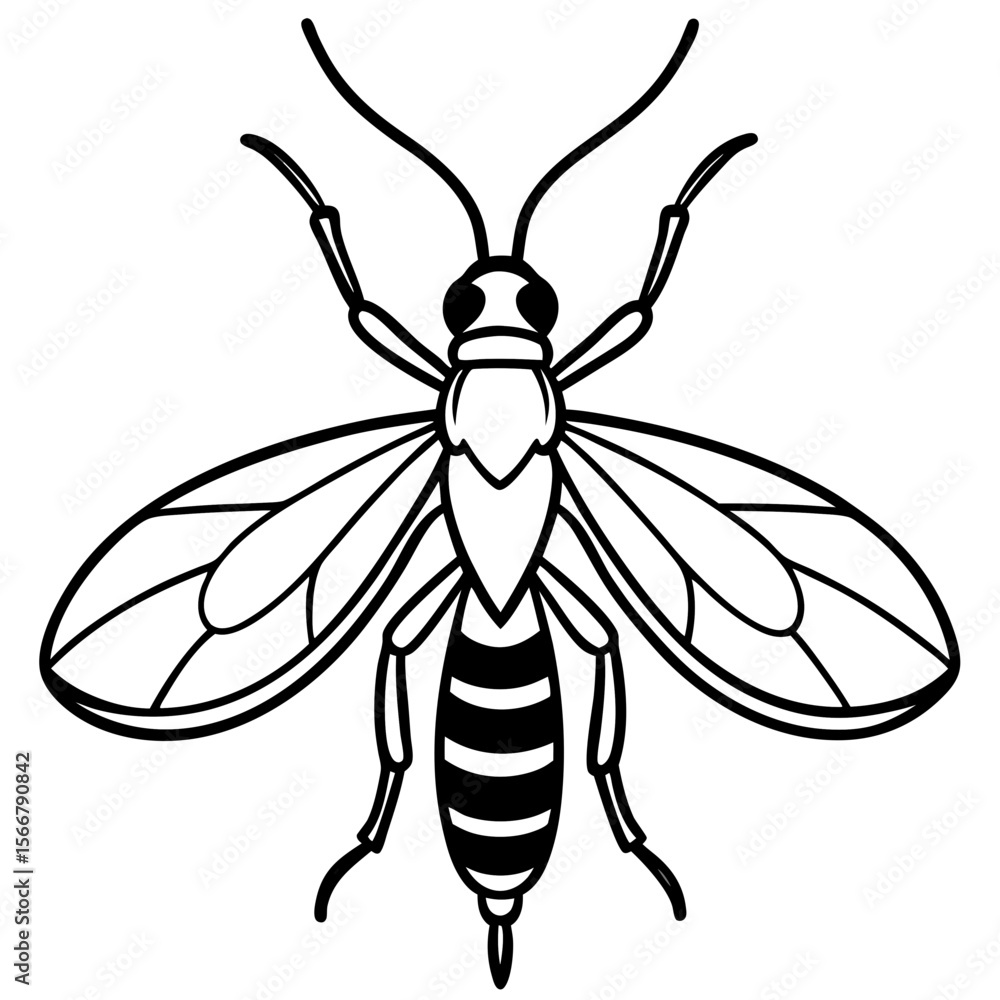 Minimal Crestfly Silhouette Design Minimal Crestfly Silhouette Design