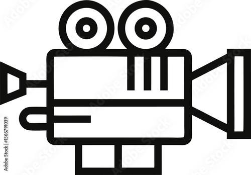 Movie Camera Linear Icon Vector Illustration