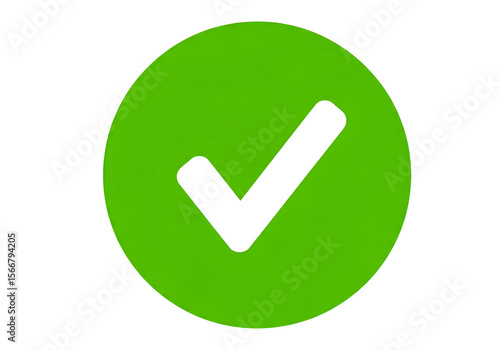 White Check Mark Icon On Green Round Circle Transparent Background PNG File. 