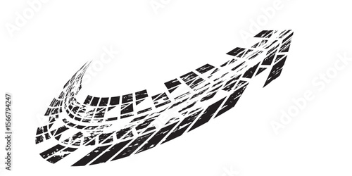 Tire tread marks, wheel textures, tire marks - car racing, motocross, drift, rally, off-road and others. Vector black isolated texture in grunge style with splashes.eps10