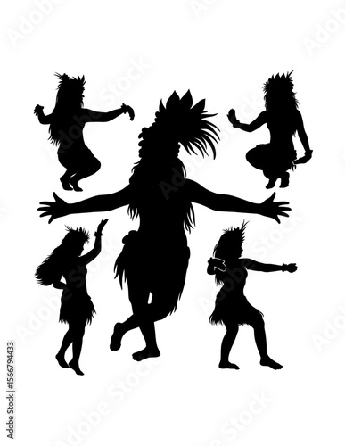 Hula girl Tahitian, Hawaiian female dancer silhouette