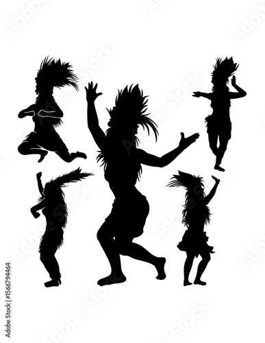 Hula girl Tahitian, Hawaiian female dancer silhouette