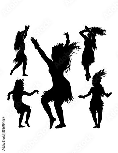 Hula girl Tahitian, Hawaiian female dancer silhouette