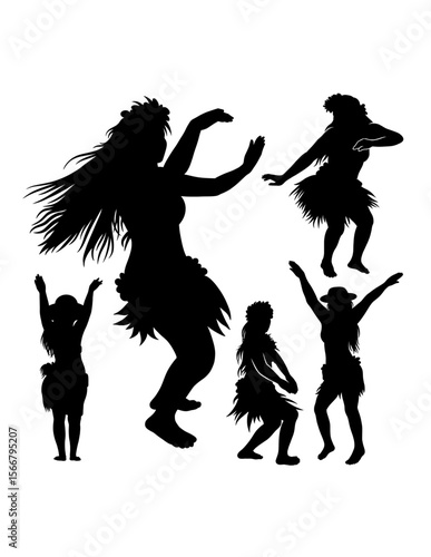 Hula girl Tahitian, Hawaiian female dancer silhouette