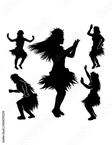 Hula girl Tahitian, Hawaiian female dancer silhouette