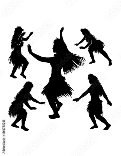Hula girl Tahitian, Hawaiian female dancer silhouette