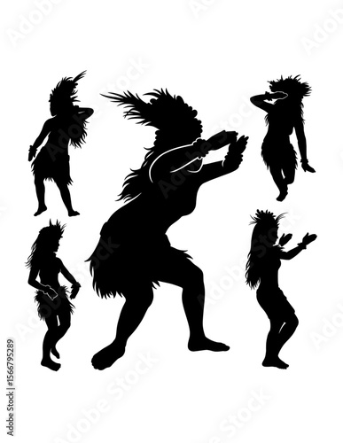 Hula girl Tahitian, Hawaiian female dancer silhouette