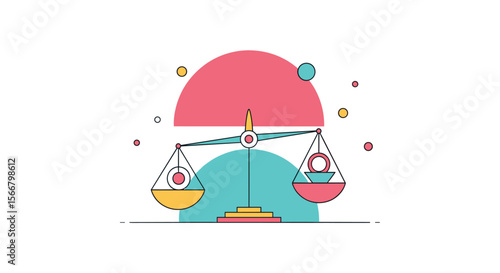 Illustration of gender equality representing a balanced scale with female and male figures on either side