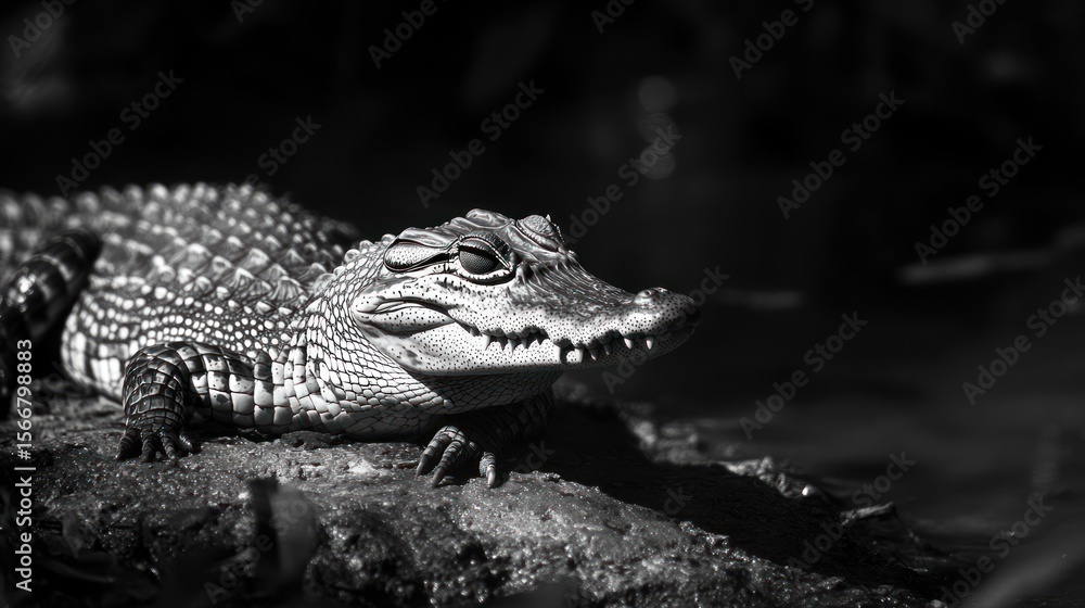 Fototapeta premium Young crocodile resting