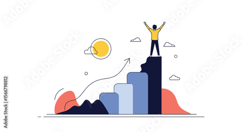 Achieving goals and reaching the summit of success through hard work and dedication on the path forward