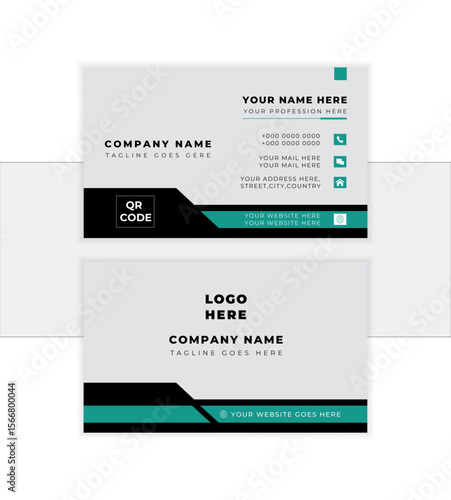 Minimal abstract business card template design. horizontal simple clean business or visiting card. best for print items. editable vector illustration.
                