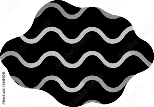 Black and white mustache with an abstract ocean wave pattern design