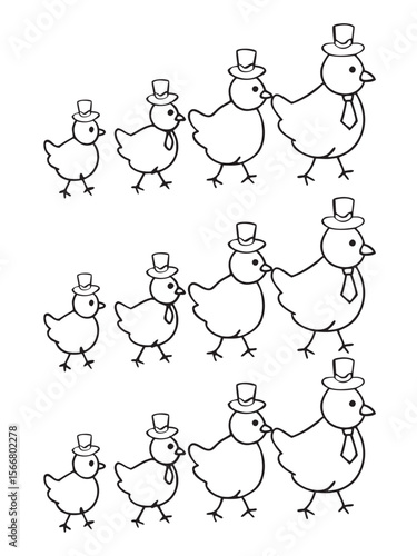 Funny Chicken Parade Coloring Page Outline