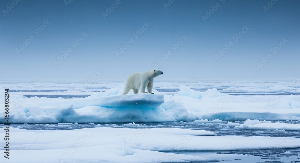 Fototapeta premium Solitary Polar Bear on Ice