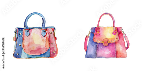 purse watercolor vector illustration