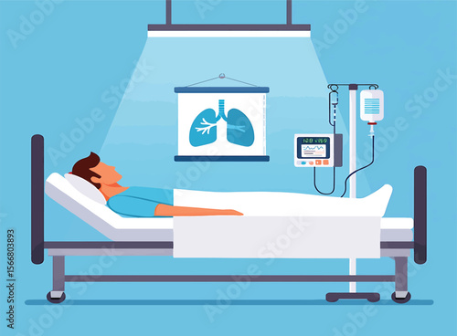 Hospital Patient Vector Illustration Medical Care and Recovery