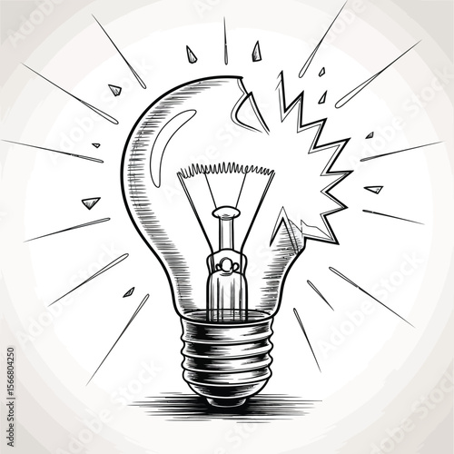 Broken light bulb illustration symbolizing a failed idea or concept