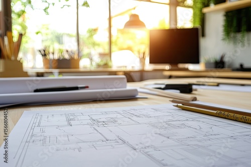 Architect Design Working Drawing Sketch Plans Blueprints in Architect Studio