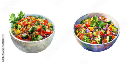 quinoa salad watercolor vector illustration