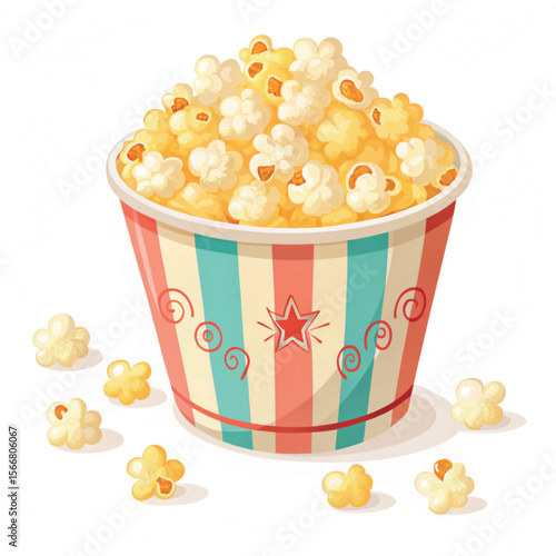bucket of popcorn isolated
