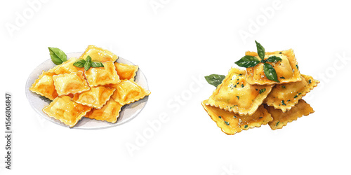 ravioli watercolor vector illustration