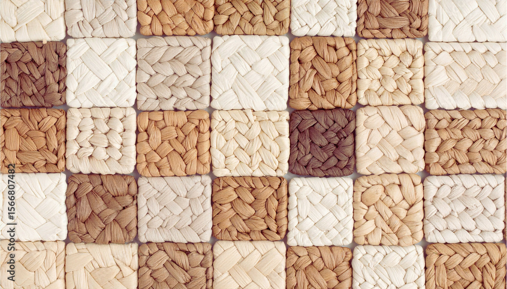a decorative background filled with a symmetrical pattern of leaf-fiber woven designs, arranged in a perfectly repeating grid. a decorative background filled with a symmetrical pattern of leaf-fiber woven designs, arranged in a perfectly repeating grid.