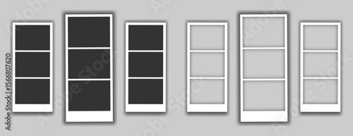 Photo Frame Polaroid Set – Realistic and Vector Blank Frames Collection with Scotch Tape Strips and Shadow Effects.