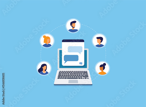 Wallpaper Mural Online Group Chat Laptop with Multiple User Connections Torontodigital.ca